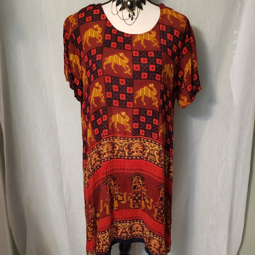 La Cera Camel & Elephant Dress L